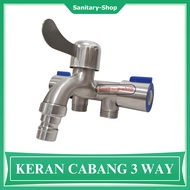 3 Way Three-Way Branch Water Faucet Shower Faucet Stainless Steel Bathroom Faucet 1/2"
