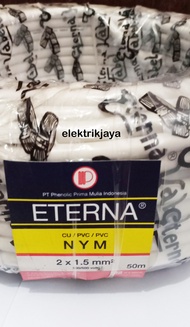 PROMO Kabel Listrik Eterna 2 x 1,5 50 meter ( 1 Roll) High Quality Full tembaga dan SNI (model : kawat/lidi) - elektrikjaya