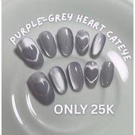 Heart cat eye nails purple grey cat eye/s fake nails cat eye fake nail/s