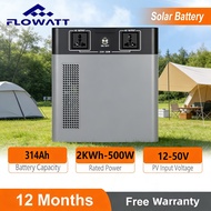 Flowatt 500W Portable Power Station 2kWh 314Ah LiFePO4 Battery 220V AC Output PV Input 12-50V for Ho