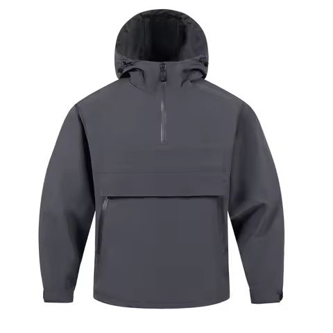Spring Autumn Mens Anorak Jackets Fashion Man Half Zip Streetwear Hip Hop Hooded Coats Men Windbreak