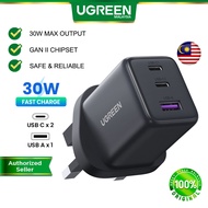 UGREEN 30W GAN Charger 3-Ports USB-C PD 3.0 QC USB-A Fast Charging Power Adapter Mini Compact Portab