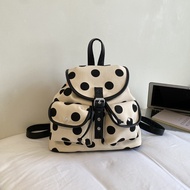 Black White Contrast Color Big Polka Dot ins Simple Backpack Niche Design Trendy Schoolbag Korean St