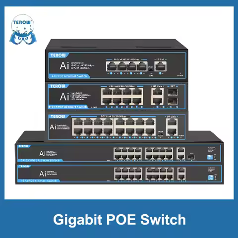 TEROW POE Switch 6 8 Ports 100 1000Mbps Ethernet Switch Gigabit Network Splitter RJ45 Hub Lan Switch