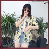 Hawaii BeachwearT-shirt perempuan bunga pantai retro longgar baju lengan pendek Japanese Hawaiian sh
