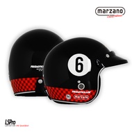 Marzano X Friday Killer Retro Helmet - 666 RACING - V2 BLACK RED