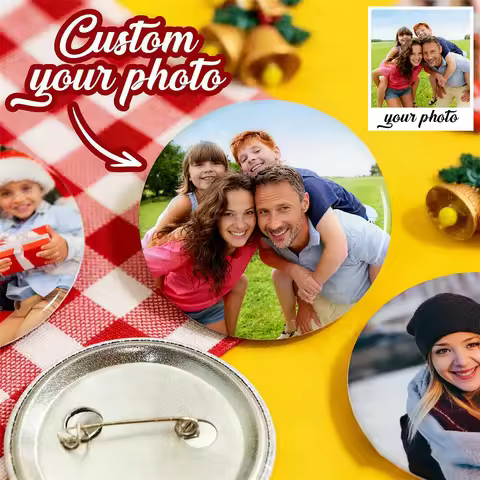 Customize Your Own Badges and Brooches with Text, Logos, and Photos; Personalize Text Badges, Brooch
