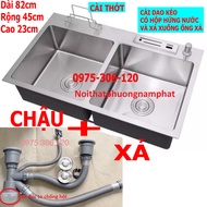 Chậu Rửa Chén Bát INOX SUS 304 N16 8245 NA.GRAND và Bộ Xả Chậu thoát nước CHẬU ĐÚC THỦ CÔNG bồn rửa