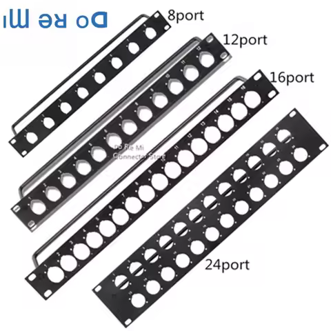 1U 19" Rack Patch Panel 8 12 16 Way Channel 1U Flight Case Mount For XLR Connecctor Male Female BNC 