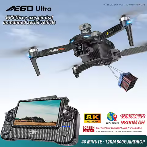 AE60 GPS Drone 8K Professional HD Camera 3-Axis Gimbal Aerial Brushless Obstacle Avoidance Screen WI