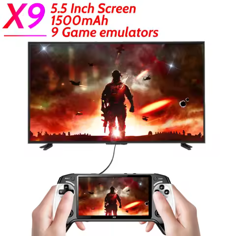 X9 Handheld Game Console Built-in 9 Classic Game Emulators 5.5Inch Screen 1500mAh 360° Non-slip joys