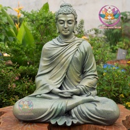 Meditation Shakyamuni Buddha Statue – Ancient Green Stone Color – Height 52cm