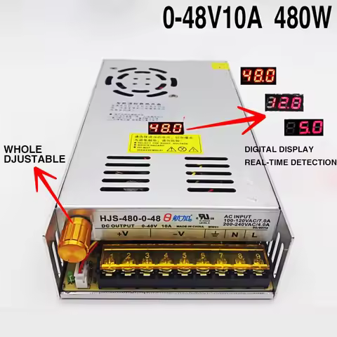 480W 10A 0-48V Adjustable Switching Power Supply HJS-480-0-48 DC voltage regulated SMPS with Digital