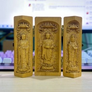 Tượng Phật chạm gỗ gấp gọn tượng Tam Thánh gỗ gấp gọn cao 13cm - Anan Books