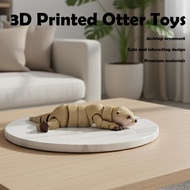 Pla 3d Printed Otter Toy 12cm Round Adorable Design Joint Movable For Desk Shelf Stress Relief K0w0