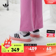 adidas「T头鞋」阿迪达斯官方三叶草SAMBAROSE女厚底增高运动板鞋 亮白/1号黑色/休克红 36.5(225mm)