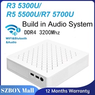 SZBOX R3 5300U/R5 5500U/R7 5700U Mini PC Windows 11 DDR4 3200Mhz PCie 3.0 NVMe SSD Wifi BT Audio Sys