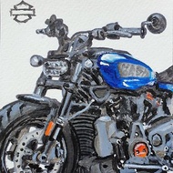 Postcard Harley Davidson Painting Sport Motorcycle Original Art 2023 Sportster S