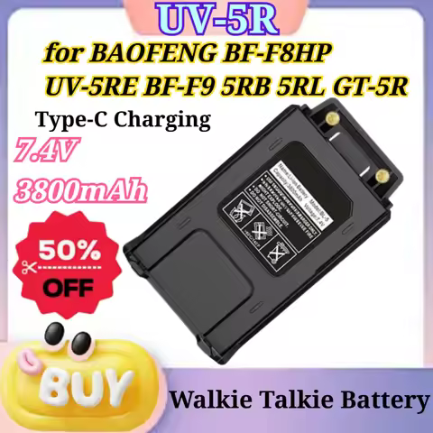 UV-5R 7.4V 3800mAh for BAOFENG BF-F8HP UV-5RE BF-F9 5RB 5RL GT-5R Thickened Battery Support Type-C C