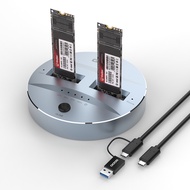 GODO NVMe/SATA M.2 Duplicator Dual-Bay Offline Clone USB C to NVME/SATA Docking Station for M2 SSD M