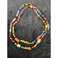 old African Multi color vintage chevron trade beads 5-7 mm Glass necklace