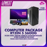 COMPUTER PACKAGE RYZEN 5 5600G 8GB RAM DDR4 240GB SSD RX550 4GB GPU 19 LED MONITOR WIFI BLACK