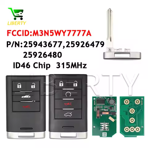 Liberty For Cadillac CTS STS SLS 2008-2014 Car Owner Locksmith 4/5BTN 315MHz ID46 Chip FCC:M3N5WY777