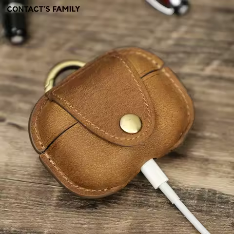 CONTACT'S FAMILY Genuine Leather Cover For Airpods Pro 2 Case Generation 2nd Box Secure Lock Clip Ha