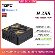 TOPC MINI PC AMD R7 H 255/7940HS/7840HS/8845HS/8945HS DDR5 M.2 2280 Windows 11 Pro USB4 Gaming Deskt