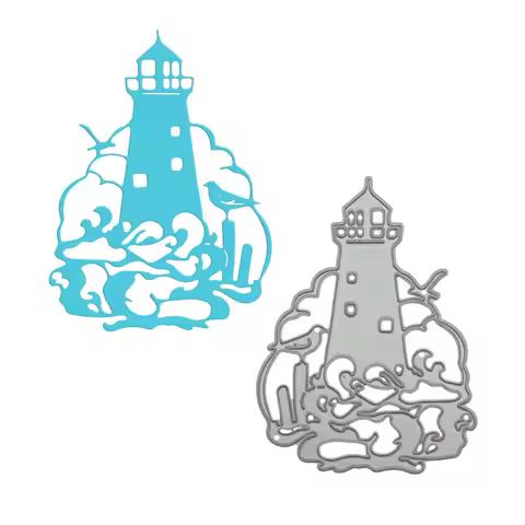 Metal Cutting Dies Tower Lighthouse with Wave Ocean Craft Paper Cutter Mold For Scrapbook Photo Albu