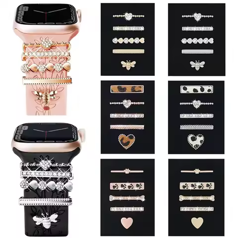 Metal Charms Watch Band Ornament For Iwatch Creative Diamond Wristbelt Charms Brooch Bracelet Decora
