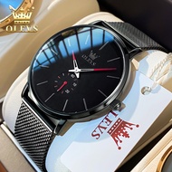 【resmi autentik】OLEVS jam tangan pria otomatis dewasa 2024 ultra-tipis cermin HD dial jam tangan an