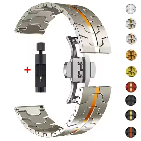 22mm Titanium Color Strap For Huawei Watch 4/3 Pro GT4/3Pro 46mm Stainless Steel Band For Amazfit GT