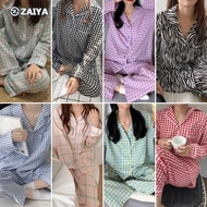 JESSICA Long Sleeve Pajamas Sleepwear Set Baju Tidur Wanita Pyjamas Perempuan