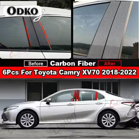 6Pcs Car Window Door Column B C Pillar Post Cover Trim for Toyota Camry XV40 XV50 XV70 2006-2022 Bla