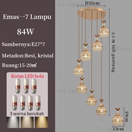Lampu Gantung Panjang Tangga Lampu Ruang Tamu Kristal Nordic Modern Lampu Restoran Langit-langit Tin