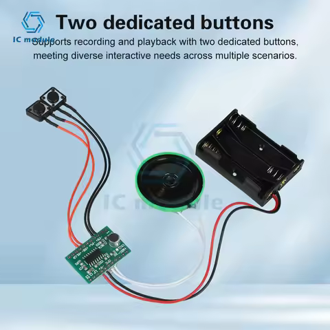 Dual-Button Recording Module 60-Second Voice Message Recorder for DIY Electronic Card Sound Recordin