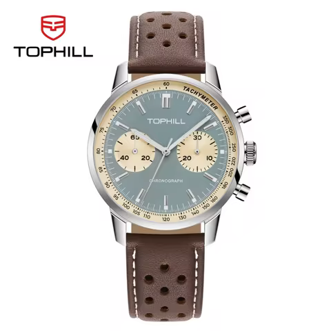 TOPHILL 40mm Chronograph Watch Mechanical Pilot 1963 ST1901 Hand Winding Sapphire Crystal Military C