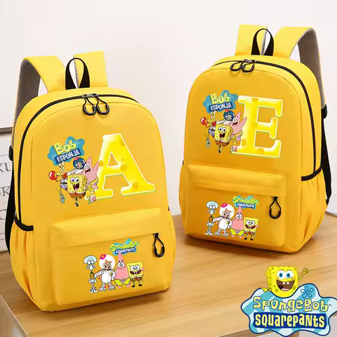 SpongeBob Boy Girl School Bag Cartoon Anime Knapsack Teenager SquarePants Backpack Student Book Bag 