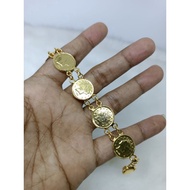 24k gold plated small coin bracelet