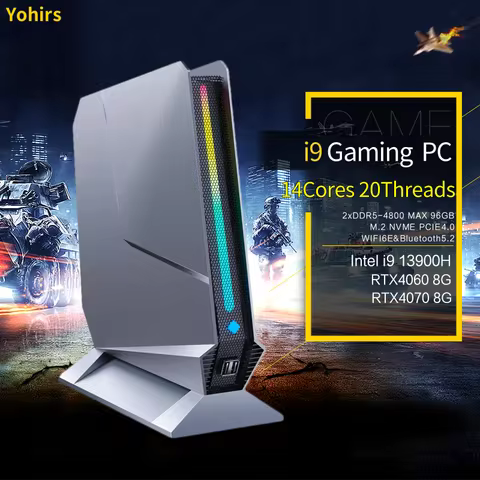 Mini Gaming PC 13th Gen Core i9 13900H 12900H Nvidia RTX4060 8G RTX4070 8G GDDR6 Win11 2xHDMI Type-C