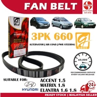 S2U Gaido Fan Belt Hyundai Accent Matrix Elantra Air Cond Alternator Power Steering Belt 3PK660 Tali