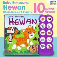 TOMBOL [GinukGinuk] Animal Sound Book with 10 animal sound buttons (2 languages: Indonesian and Engl