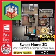 SweetHome 3D v7.0 - Easy to Learn Interior Design for House Modeling [macOS | WINDOWS x64] - Digital Download