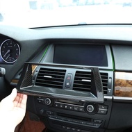 Console GPS Screen Navigation Display Panel Frame Cover Carbon Fiber Color Trim For BMW X5 E70 X6 E7