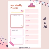 Bibliocraft Loose Leaf A5 & A6 | 20 holes | 20 Holes | 6 Holes | 6 Holes - Pinky Weekly Planner