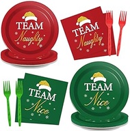 30 Guests Christmas Party Supplies Paper Plates Napkins Forks Tableware Set Disposable Holiday Seaso