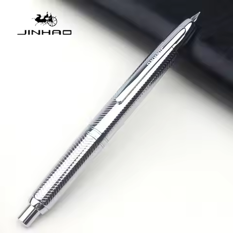 JINHAO 10 Press Fountain Pen Silvery Frosted Black Silver EF/F Nib Top Quality Stationery Office Sch