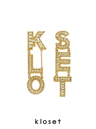 KLOSET Kloset Pendent Earrings (PF22-ACC001) ต่างหูโลโก้ประดับเพรชห้อย