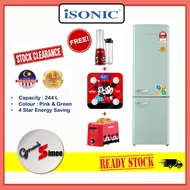 ISONIC DOUBLE DOOR VINTAGE FRIDGE IDR-BCD261LH Green FOC BLENDER + SCALE + TOASTER
